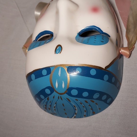 Vintage Hand Painted Ceramic Carnival Wall Face Mask - Picture 2 of 7